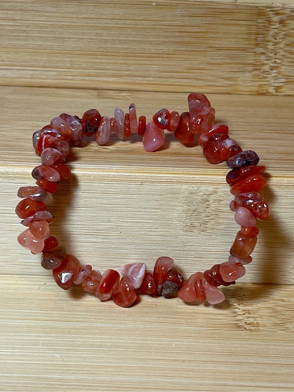 1pc Stretchy Carnelian Chip Bracelet (#2)